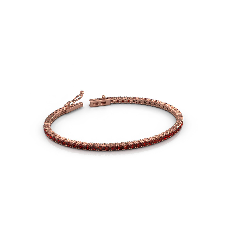 Image of Tennis bracelet Shirley 2.4 ±6,7 in (17 cm) Heavy - 585 Rose gold Garnet 2.4 mm