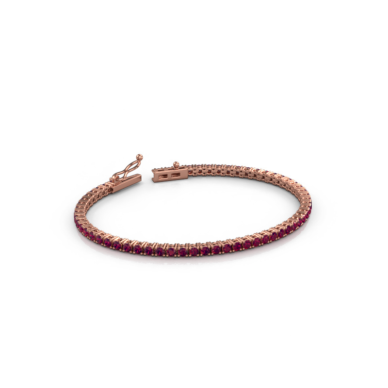 Afbeelding van Tennisarmband Shirley 2.4 ±17 cm Zwaar - 585 Rosé goud Rhodoliet 2.4 mm