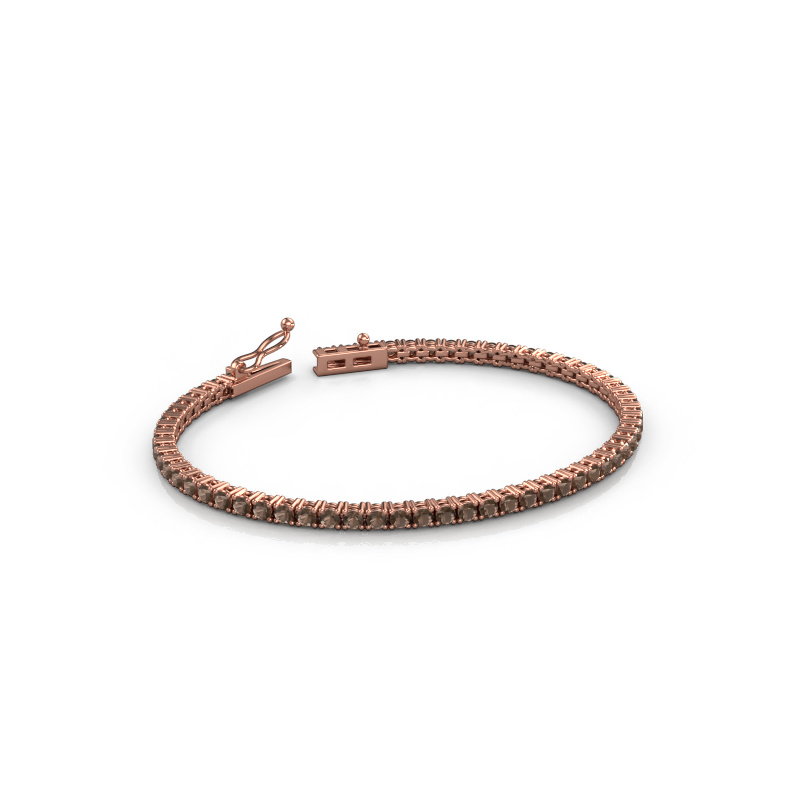 Afbeelding van Tennisarmband Shirley 2.4 ±17 cm Zwaar - 585 Rosé goud Rookkwarts 2.4 mm