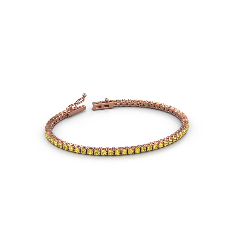 Afbeelding van Tennisarmband Shirley 2.4 ±17 cm Zwaar - 585 Rosé goud Gele saffier 2.4 mm
