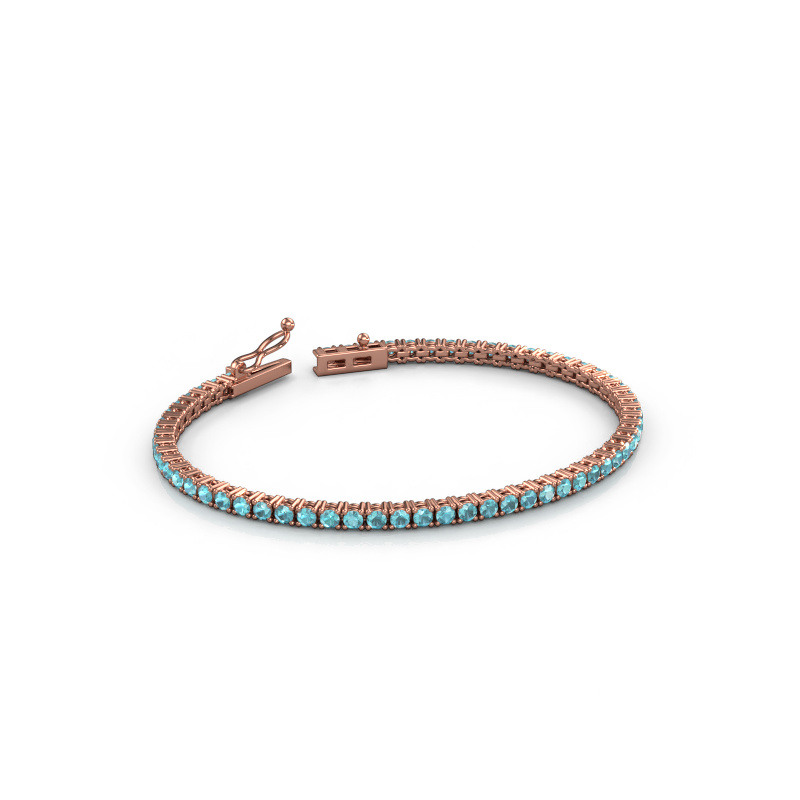 Afbeelding van Tennisarmband Shirley 2.4 ±17 cm Zwaar - 585 Rosé goud Blauw topaas 2.4 mm