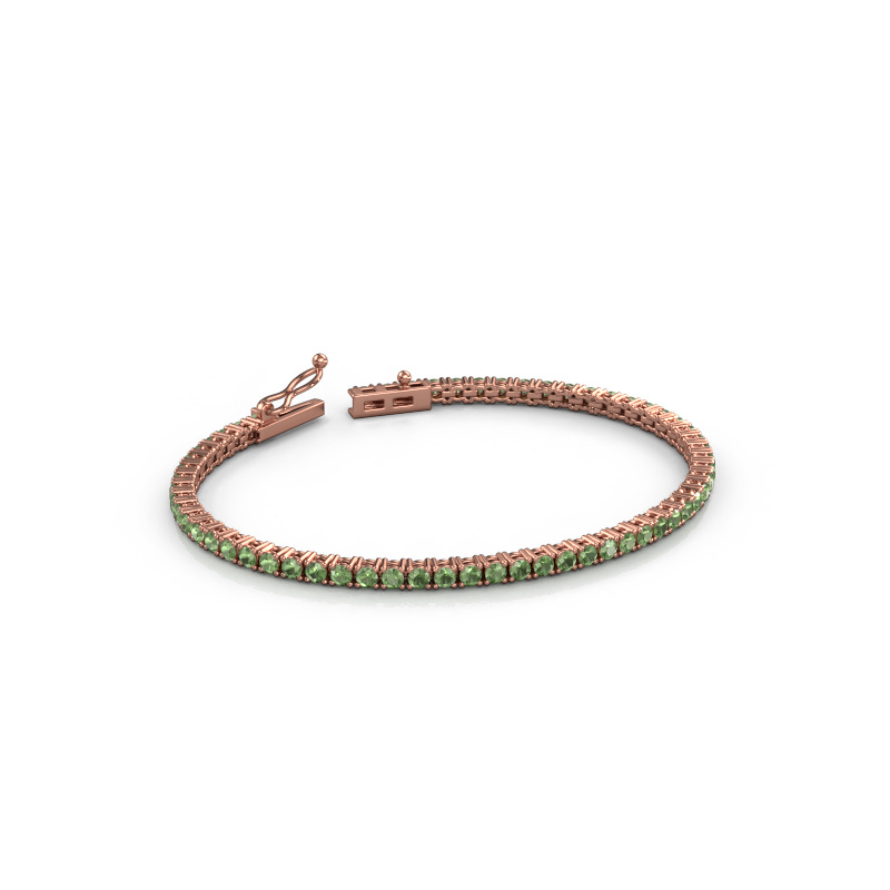 Afbeelding van Tennisarmband Shirley 2.4 ±17 cm Zwaar - 585 Rosé goud Toermalijn groen 2.4 mm