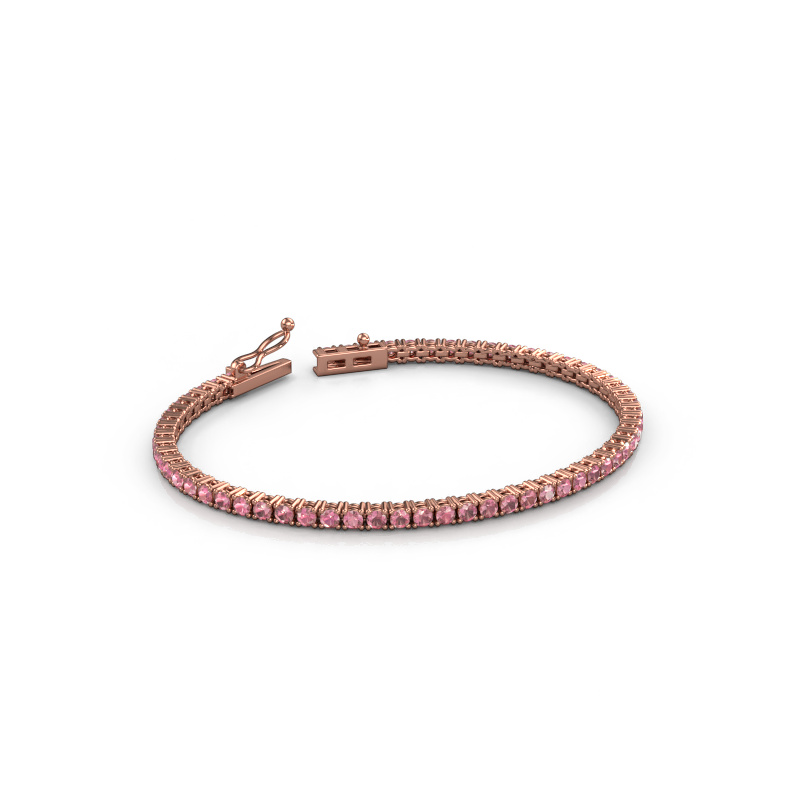 Afbeelding van Tennisarmband Shirley 2.4 ±17 cm Zwaar - 585 Rosé goud Toermalijn pink 2.4 mm