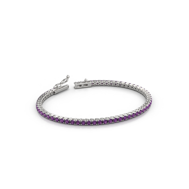 Image of Tennis bracelet Shirley 2.4 ±6,7 in Heavy - 585 White gold Amethyst 2.4 mm