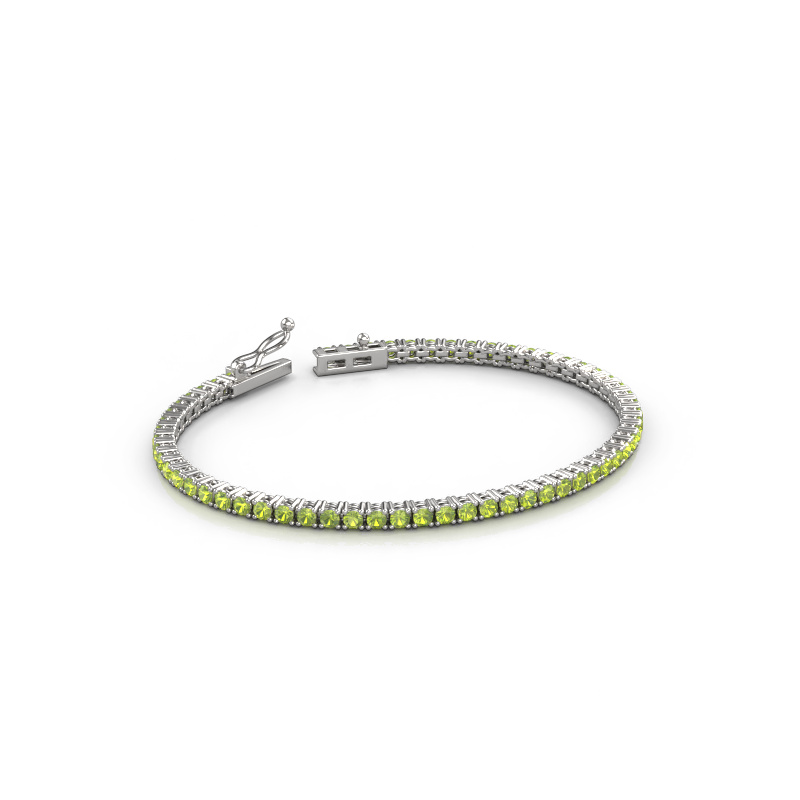 Image of Tennis bracelet Shirley 2.4 ±6,7 in Heavy - 585 White gold Peridot 2.4 mm