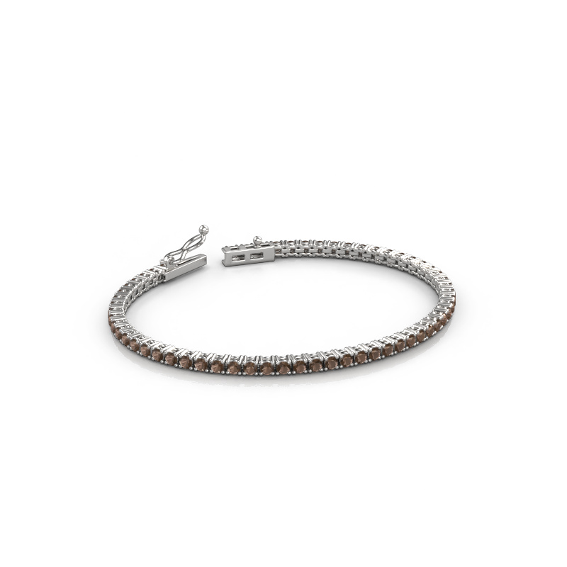 Afbeelding van Tennisarmband Shirley 2.4 ±17 cm Zwaar - 585 Witgoud Rookkwarts 2.4 mm