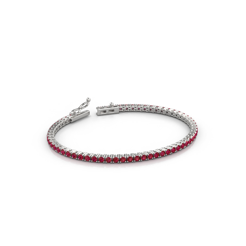 Image of Tennis bracelet Shirley 2.4 ±6,7 in (17 cm) Heavy - 585 White gold Ruby 2.4 mm