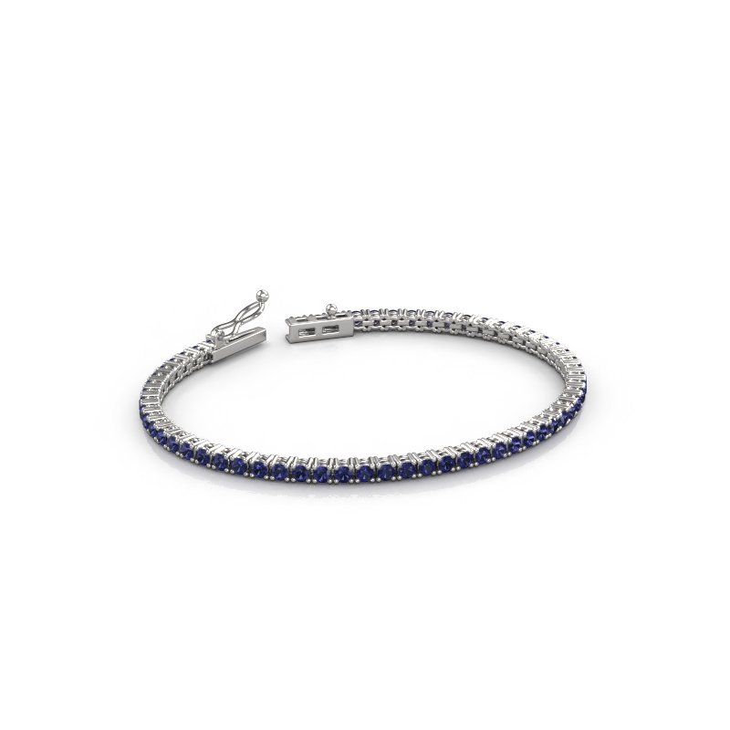 Afbeelding van Tennisarmband Shirley 2.4 ±17 cm Zwaar - 585 Witgoud Saffier 2.4 mm