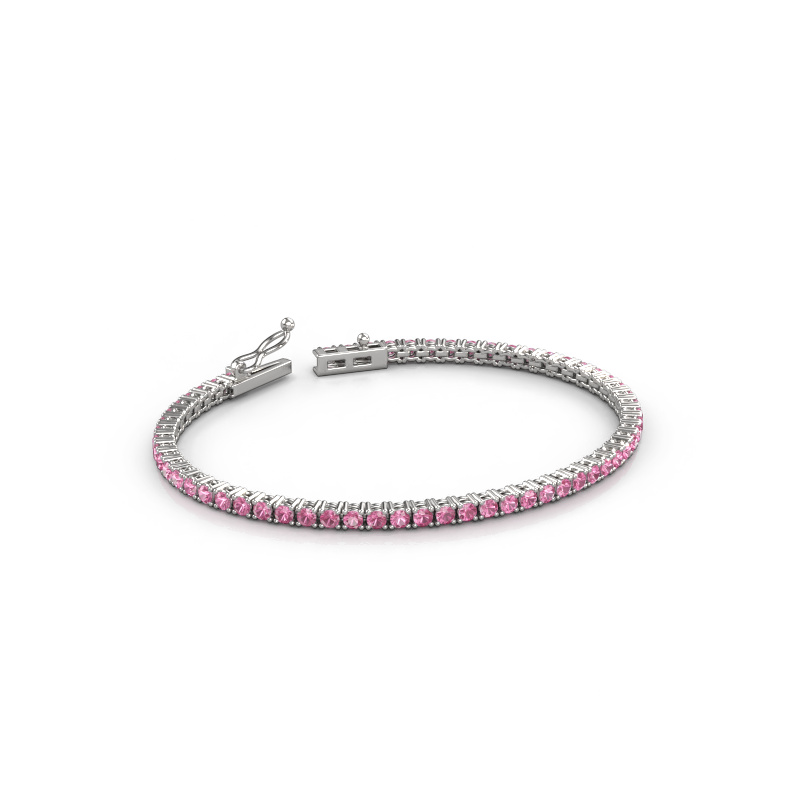 Image of Tennis bracelet Shirley 2.4 ±6,7 in (17 cm) Heavy - 585 White gold Pink sapphire 2.4 mm