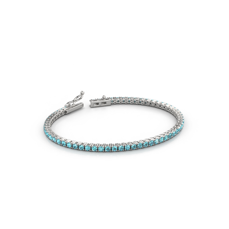 Afbeelding van Tennisarmband Shirley 2.4 ±17 cm Zwaar - 585 Witgoud Blauw topaas 2.4 mm