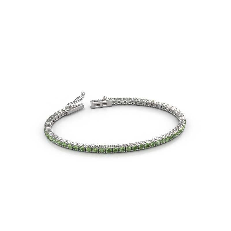 Afbeelding van Tennisarmband Shirley 2.4 ±17 cm Zwaar - 585 Witgoud Toermalijn groen 2.4 mm