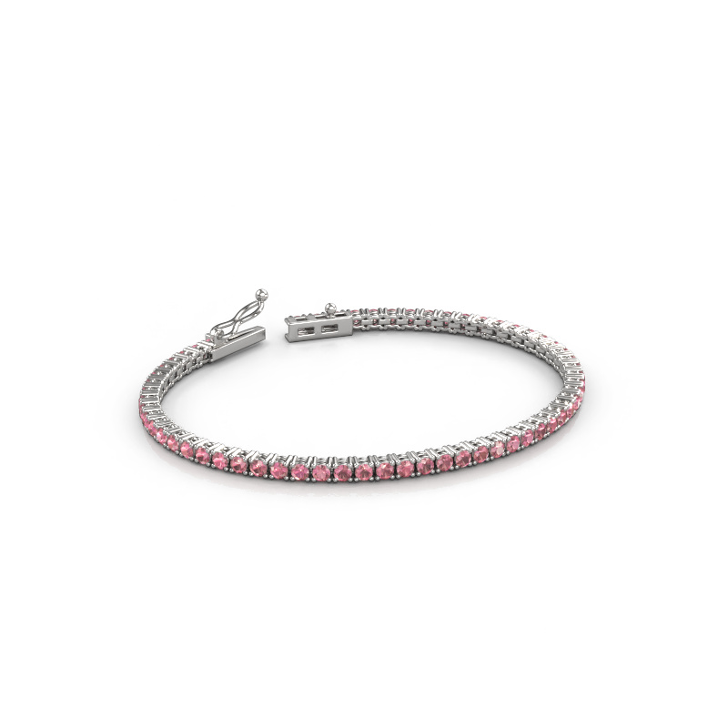 Afbeelding van Tennisarmband Shirley 2.4 ±17 cm Zwaar - 585 Witgoud Toermalijn pink 2.4 mm