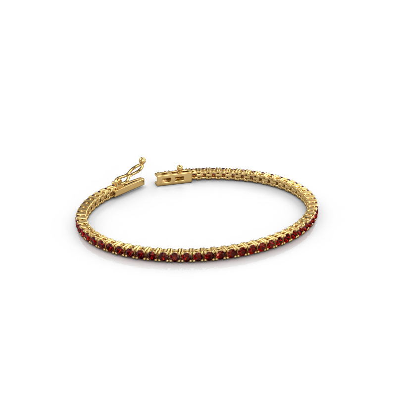 Image of Tennis bracelet Shirley 2.4 ±6,7 in (17 cm) Heavy - 585 Gold Garnet 2.4 mm