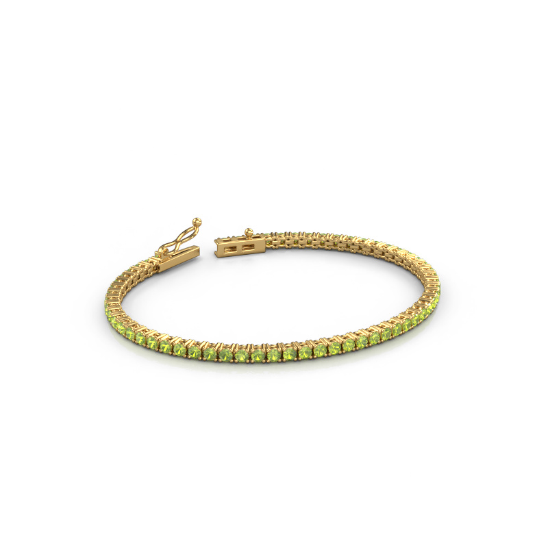 Image of Tennis bracelet Shirley 2.4 ±6,7 in (17 cm) Heavy - 585 Gold Peridot 2.4 mm