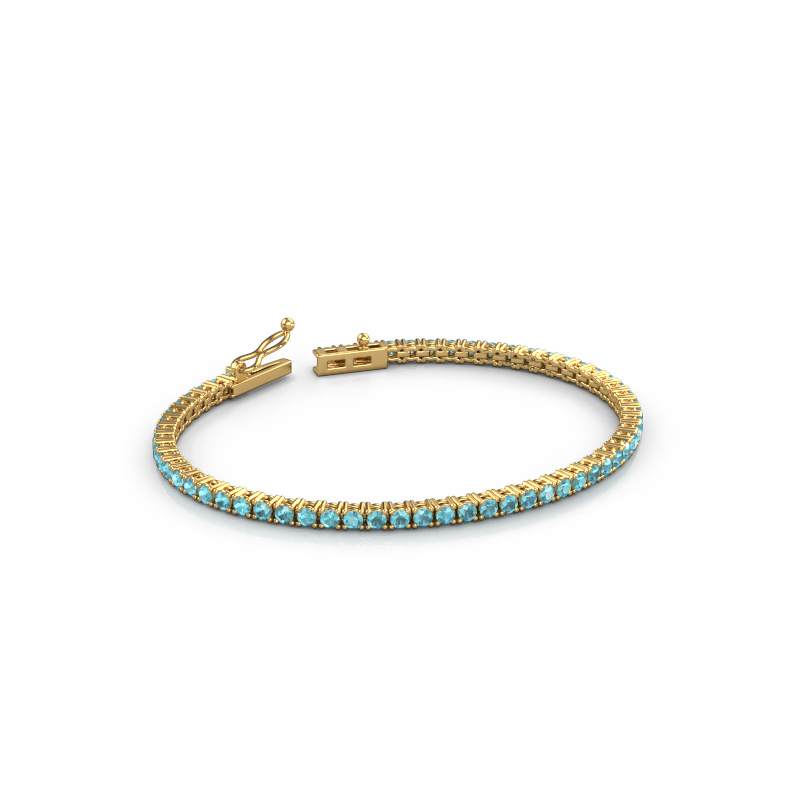 Afbeelding van Tennisarmband Shirley 2.4 ±17 cm Zwaar - 585 Goud Blauw topaas 2.4 mm