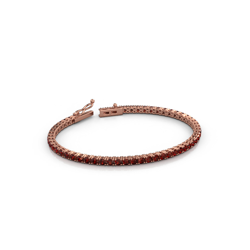 Image of Tennis bracelet Shirley 2.7 ±6,7 in (17 cm) Heavy - 585 Rose gold Garnet 2.7 mm