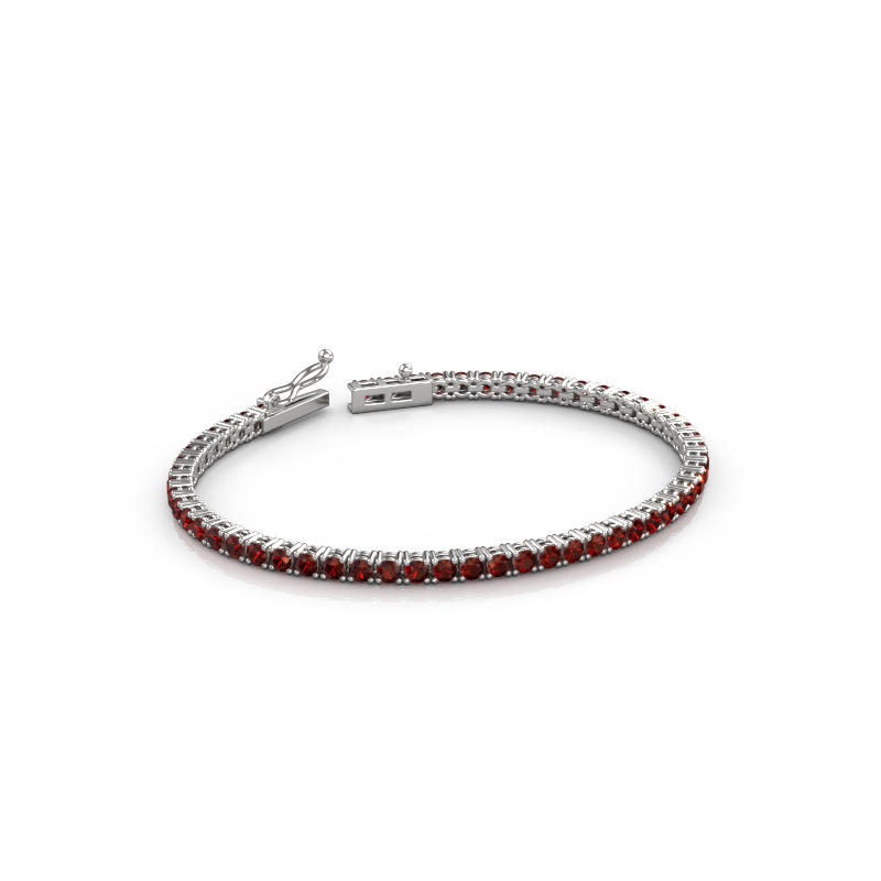 Afbeelding van Tennisarmband Shirley 2.7 ±17 cm Zwaar - 585 Witgoud Granaat 2.7 mm
