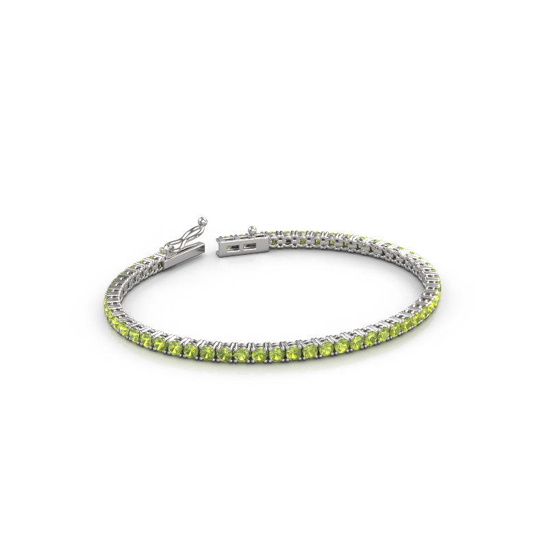Image of Tennis bracelet Shirley 2.7 ±6,7 in Heavy - 585 White gold Peridot 2.7 mm