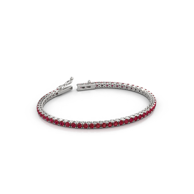 Image of Tennis bracelet Shirley 2.7 ±6,7 in (17 cm) Heavy - 585 White gold Ruby 2.7 mm