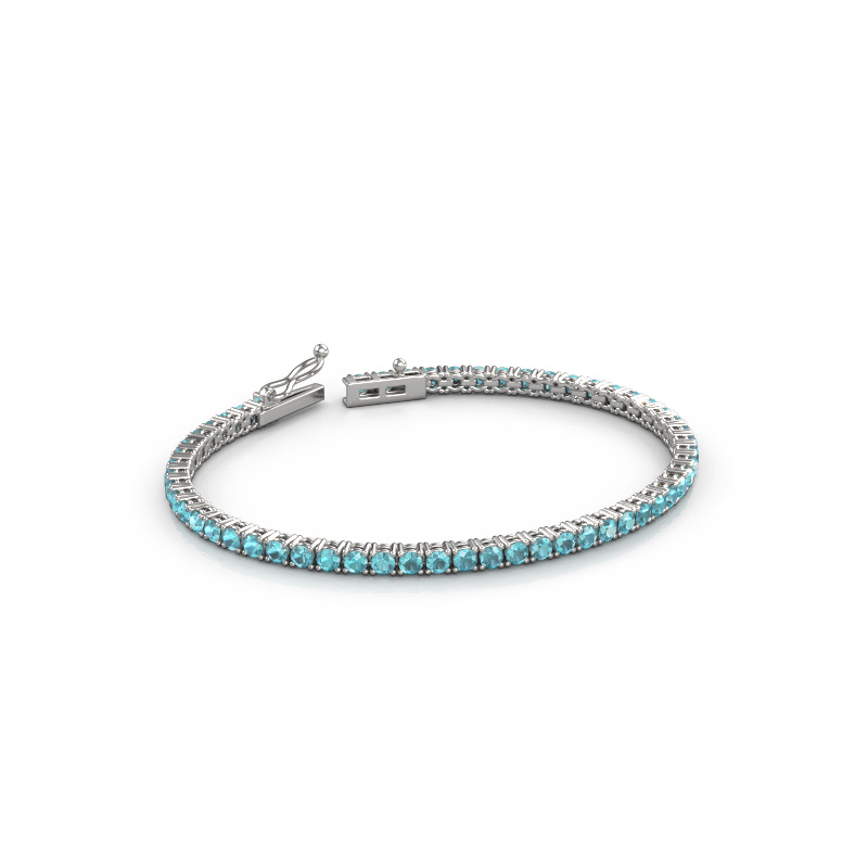 Afbeelding van Tennisarmband Shirley 2.7 ±17 cm Zwaar - 585 Witgoud Blauw topaas 2.7 mm