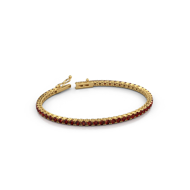 Image of Tennis bracelet Shirley 2.7 ±6,7 in (17 cm) Heavy - 585 Gold Garnet 2.7 mm