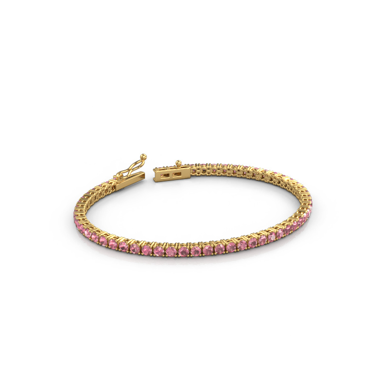 Image of Tennis bracelet Shirley 2.7 ±6,7 in Heavy - 585 Gold Tourmaline pink 2.7 mm