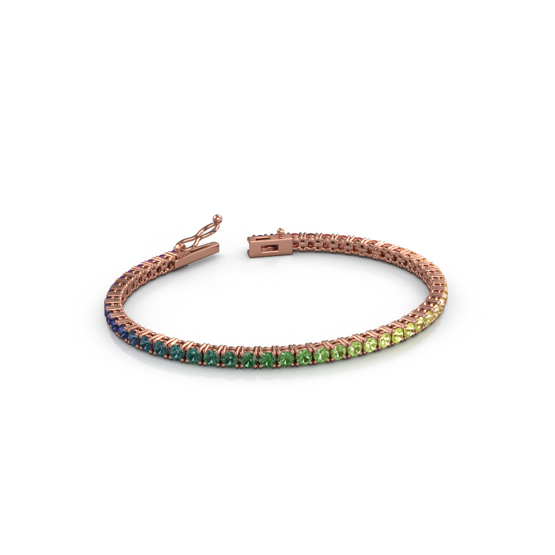 Image of Tennis bracelet Shirley 2.9 585 rose gold Rainbow sapphire 1 2.9 mm