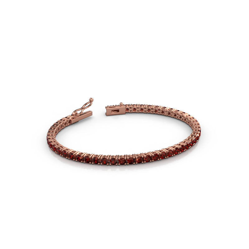 Image of Tennis bracelet Shirley 3.0 ±6,7 in (17 cm) 585 Rose gold Garnet 3 mm