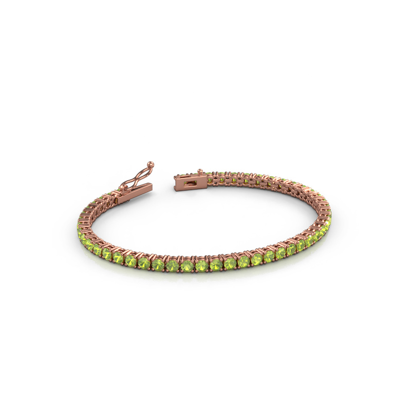 Image of Tennis bracelet Shirley 3.0 ±6,7 in (17 cm) 585 Rose gold Peridot 3 mm