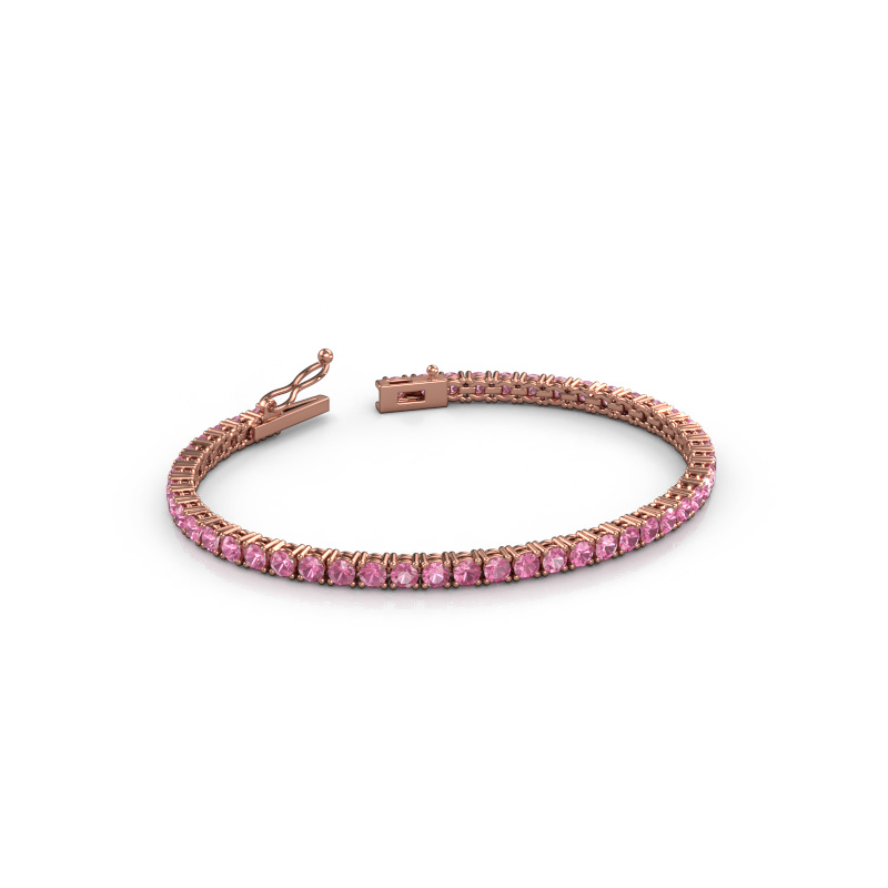 Afbeelding van Tennisarmband Shirley 3.0 ±17 cm 585 Rosé goud Roze saffier 3 mm