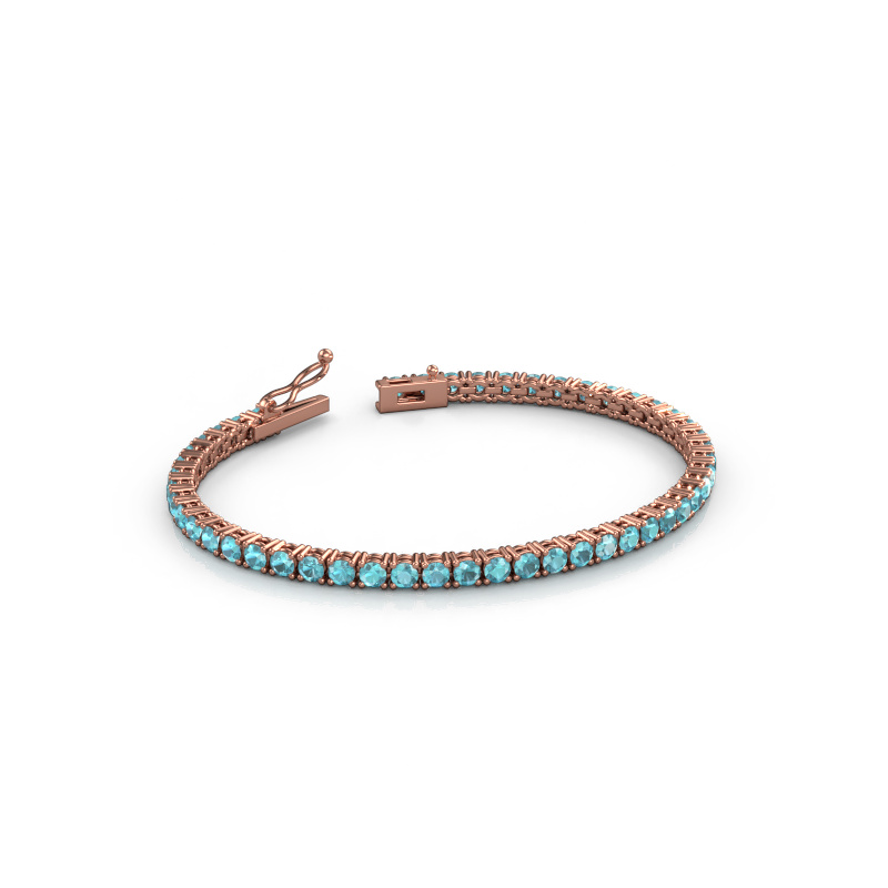 Afbeelding van Tennisarmband Shirley 3.0 ±17 cm 585 Rosé goud Blauw topaas 3 mm