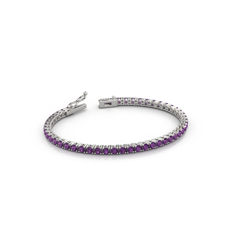 Image of Tennis bracelet Shirley 3.0 ±6,7 in 585 White gold Amethyst 3 mm
