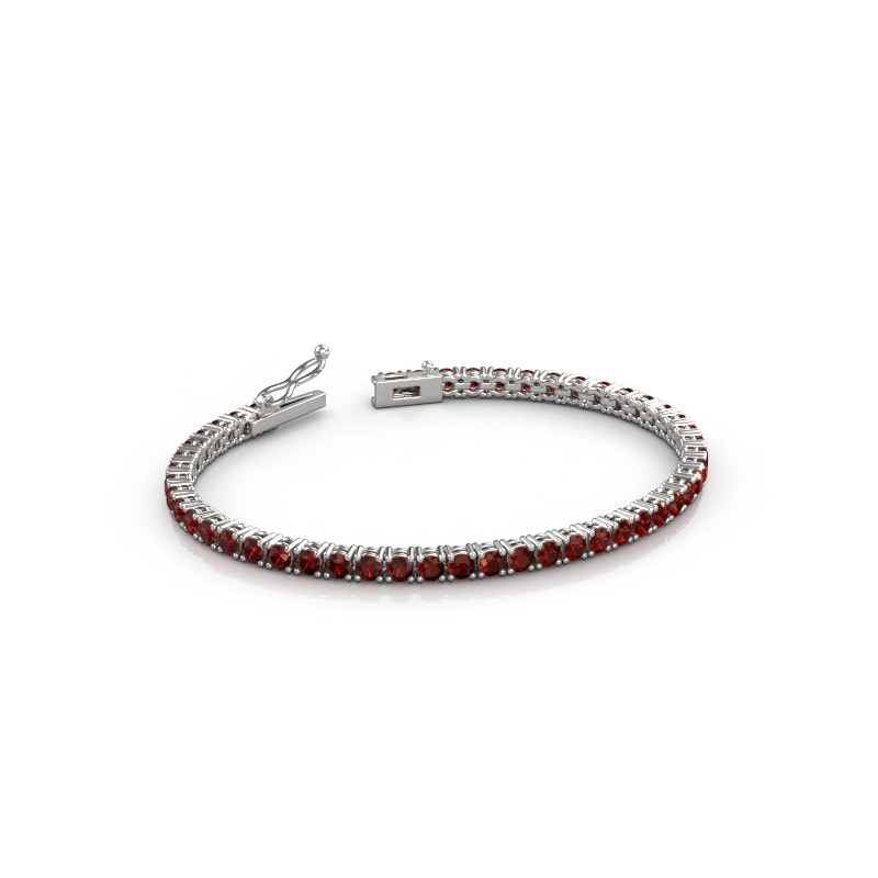 Afbeelding van Tennisarmband Shirley 3.0 ±17 cm 585 Witgoud Granaat 3 mm