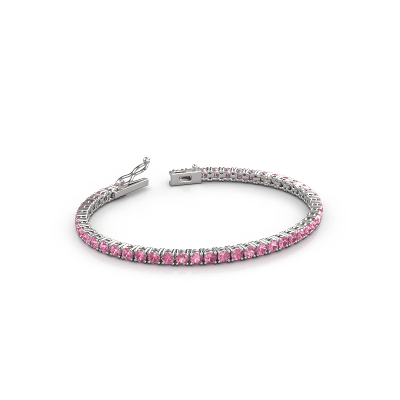Image of Tennis bracelet Shirley 3.0 ±6,7 in (17 cm) 585 White gold Pink sapphire 3 mm