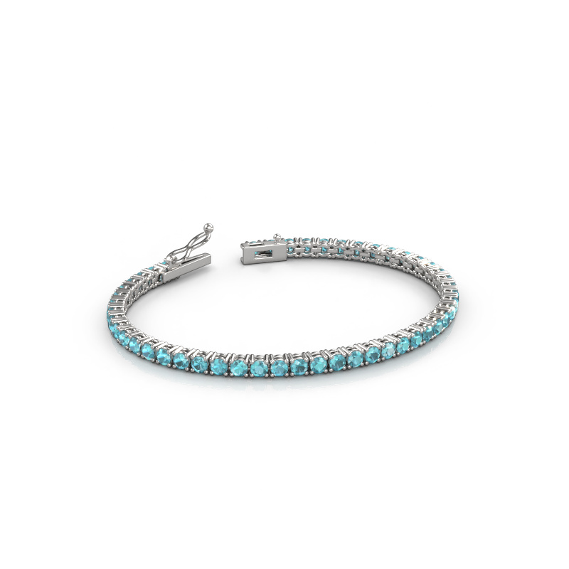 Afbeelding van Tennisarmband Shirley 3.0 ±17 cm 585 Witgoud Blauw topaas 3 mm