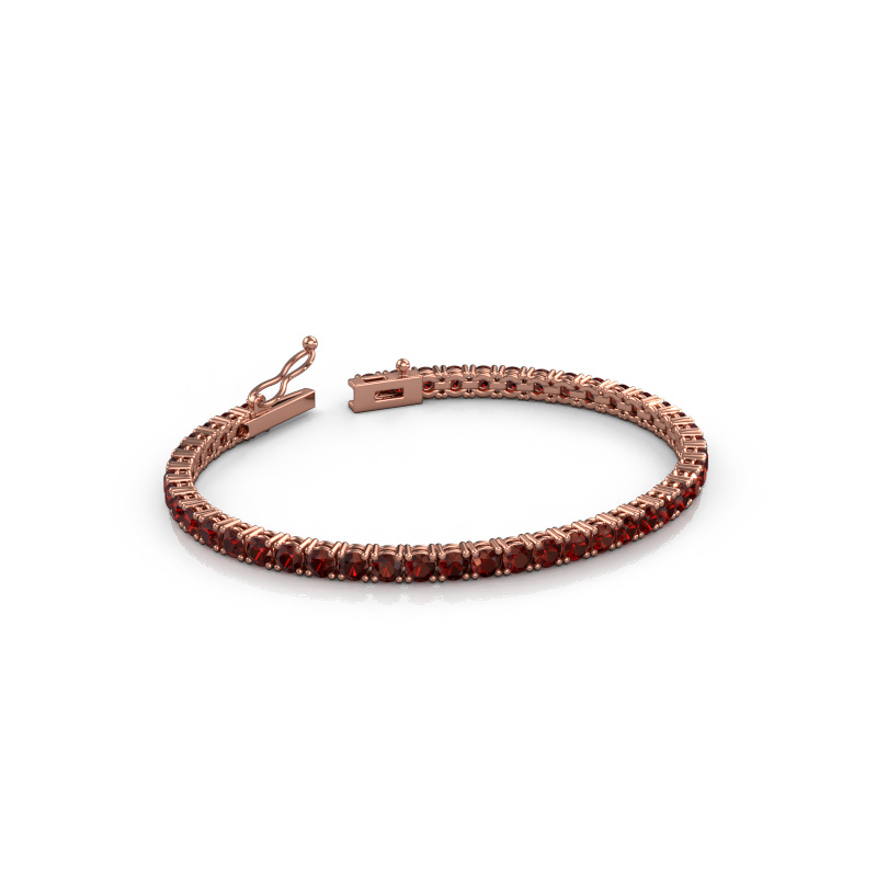Image of Tennis bracelet Shirley 3.4 ±6,7 in (17 cm) 585 Rose gold Garnet 3.4 mm