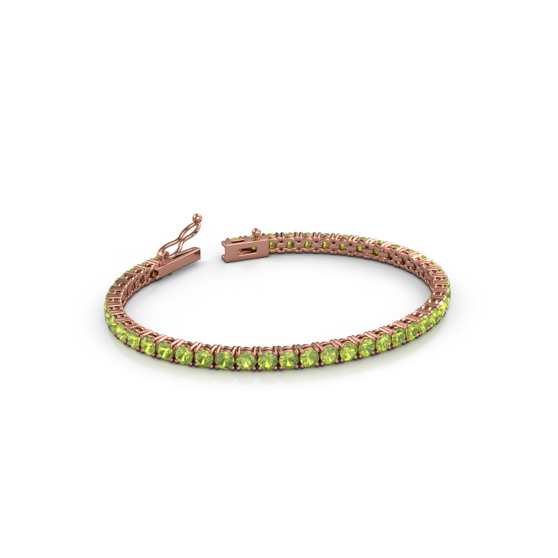 Image of Tennis bracelet Shirley 3.4 ±6,7 in (17 cm) 585 Rose gold Peridot 3.4 mm