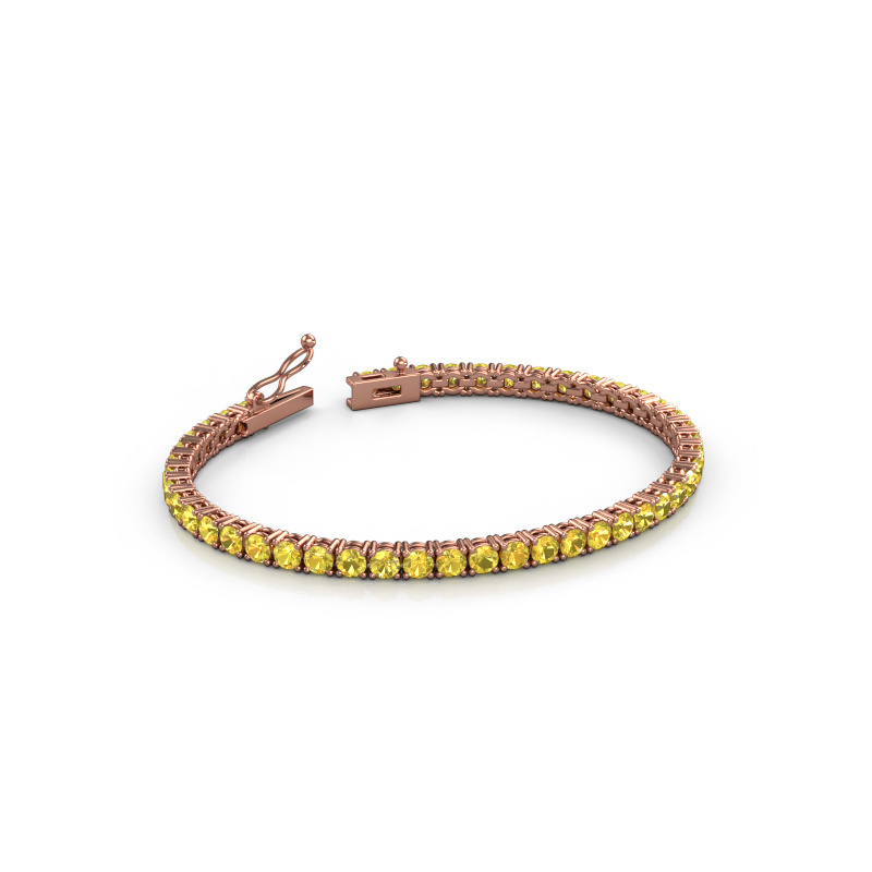 Afbeelding van Tennisarmband Shirley 3.4 ±17 cm 585 Rosé goud Gele saffier 3.4 mm