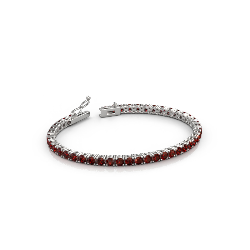 Afbeelding van Tennisarmband Shirley 3.4 ±17 cm 585 Witgoud Granaat 3.4 mm
