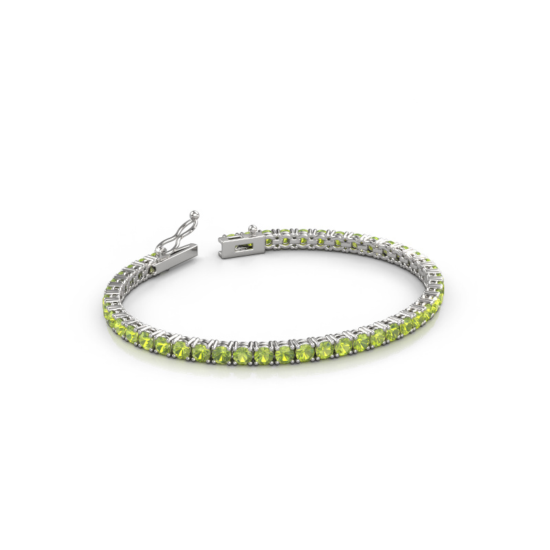 Afbeelding van Tennisarmband Shirley 3.4 ±17 cm 585 Witgoud Peridoot 3.4 mm