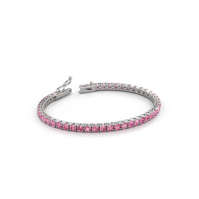 Image of Tennis bracelet Shirley 3.4 ±6,7 in 585 White gold Pink sapphire 3.4 mm
