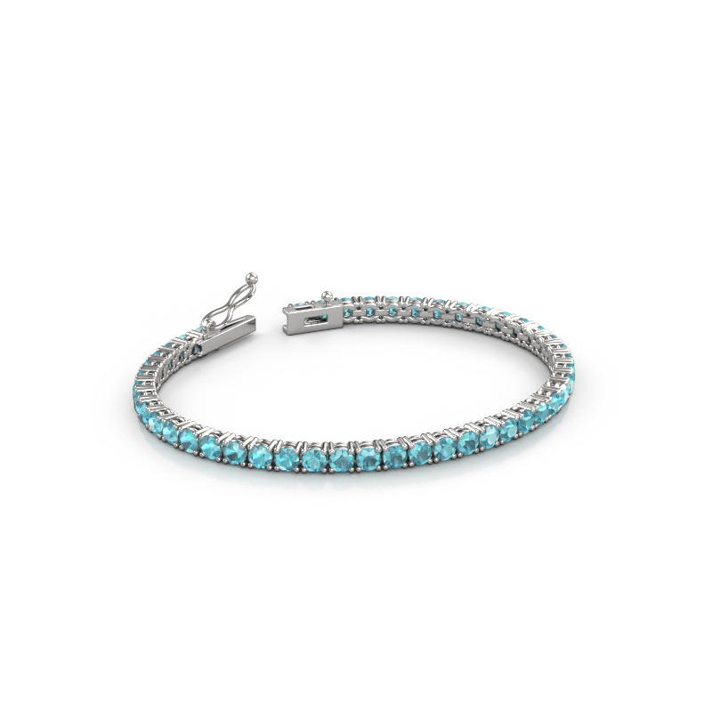 Afbeelding van Tennisarmband Shirley 3.4 ±17 cm 585 Witgoud Blauw topaas 3.4 mm