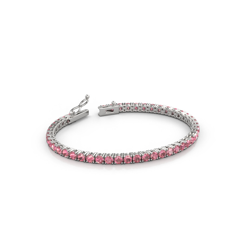 Afbeelding van Tennisarmband Shirley 3.4 ±17 cm 585 Witgoud Toermalijn pink 3.4 mm