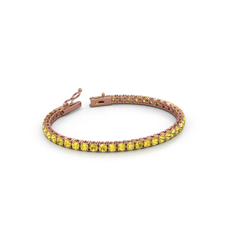 Afbeelding van Tennisarmband Shirley 3.7 ±17 cm 585 Rosé goud Gele saffier 3.7 mm