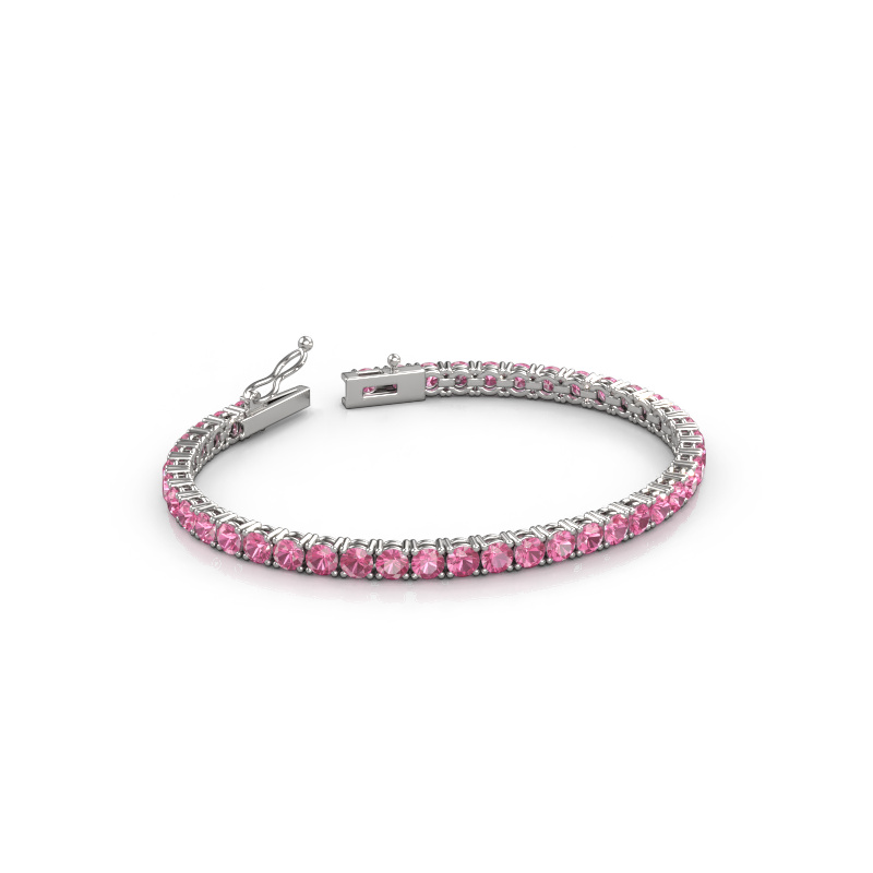 Image of Tennis bracelet Shirley 3.7 ±6,7 in 585 White gold Pink sapphire 3.7 mm