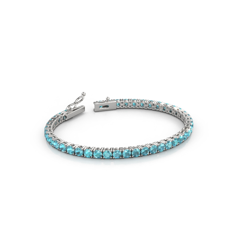 Afbeelding van Tennisarmband Shirley 3.7 ±17 cm 585 Witgoud Blauw topaas 3.7 mm