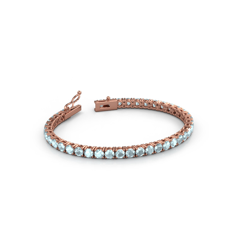Afbeelding van Tennisarmband Shirley 4.0 ±17 cm 585 Rosé goud Aquamarijn 4 mm