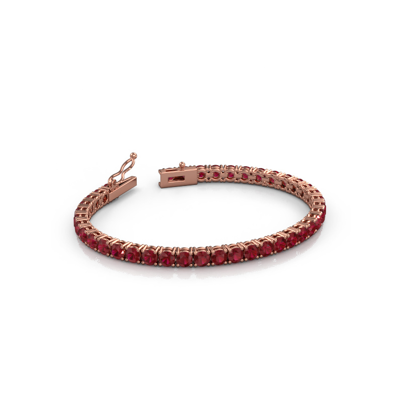 Afbeelding van Tennisarmband Shirley 4.0 ±17 cm 585 Rosé goud Robijn 4 mm