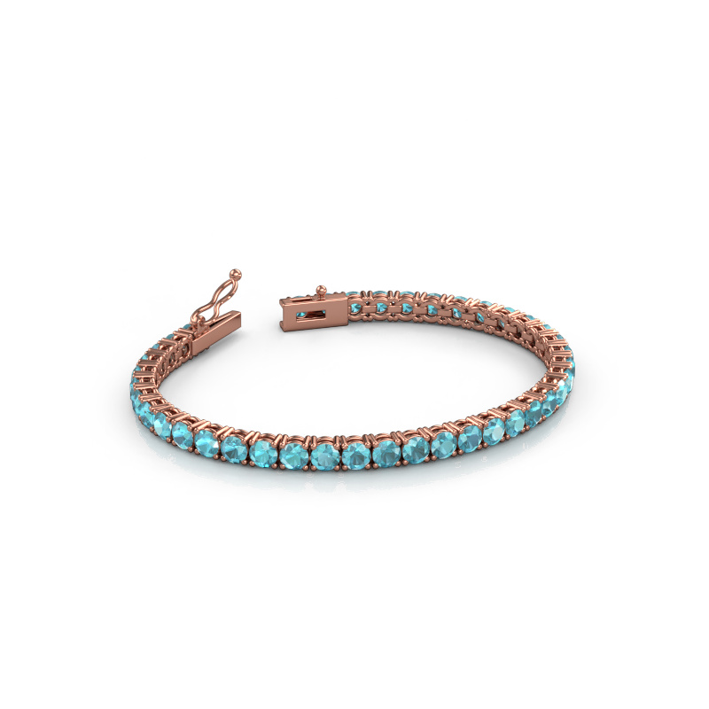 Afbeelding van Tennisarmband Shirley 4.0 ±17 cm 585 Rosé goud Blauw topaas 4 mm