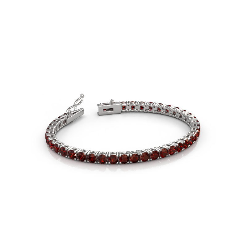 Afbeelding van Tennisarmband Shirley 4.0 ±17 cm 585 Witgoud Granaat 4 mm
